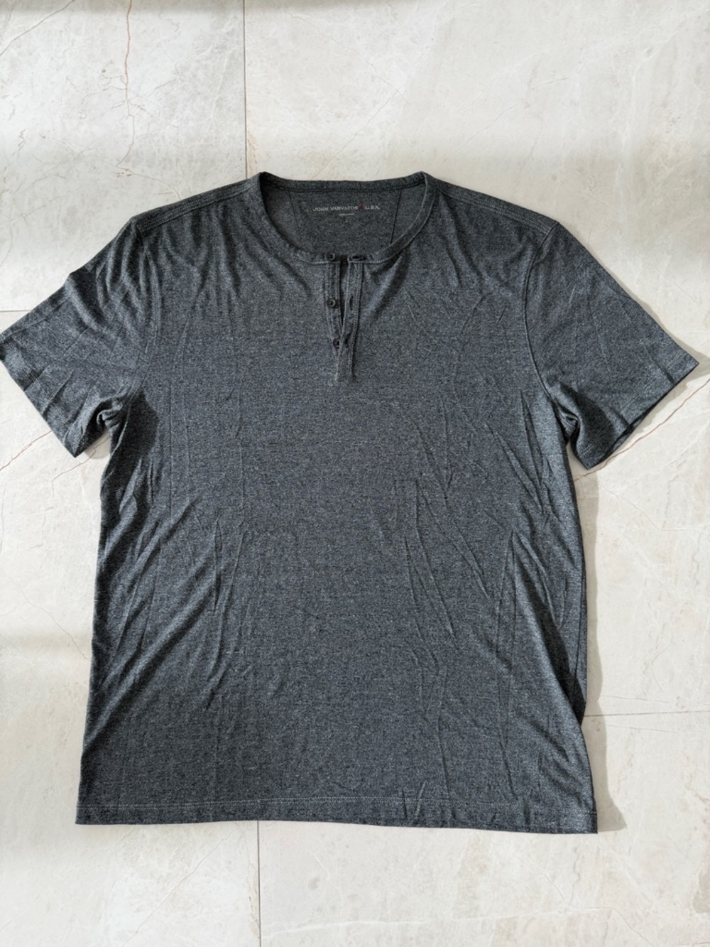 John Varvatos Charcoal Short-Sleeve Henley